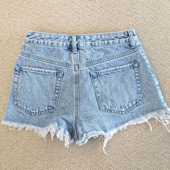 Pacsun High Rise Festival Medium Wash Distressed Jean Shorts - Size 26 - Picture 2 of 12
